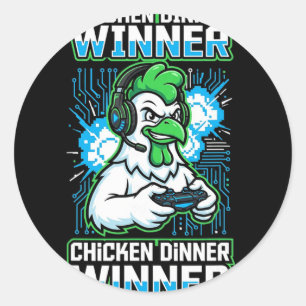 Chicken Dinner Winner Funny Gamer Rooster Present Classic Round Sticker