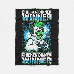 Chicken Dinner Winner Funny Gamer Rooster Present Fleece Blanket