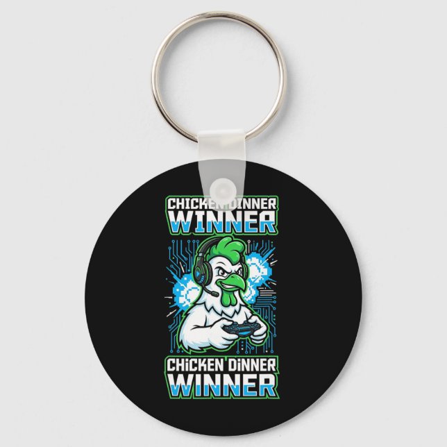 Chicken Dinner Winner Funny Gamer Rooster Present  Key Ring (Front)