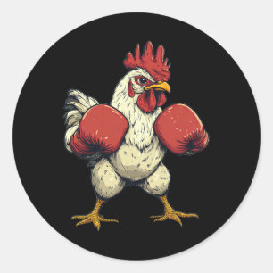 Chicken Dressed As A Boxer Funny Boxing Classic Round Sticker
