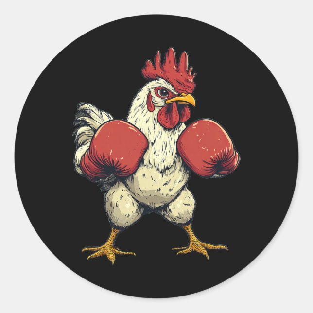 Chicken Dressed As A Boxer Funny Boxing  Classic Round Sticker (Front)