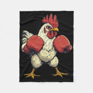 Chicken Dressed As A Boxer Funny Boxing  Fleece Blanket