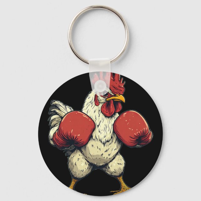 Chicken Dressed As A Boxer Funny Boxing  Key Ring (Front)