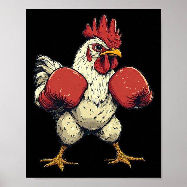 Chicken Dressed As A Boxer Funny Boxing  Poster (Front)