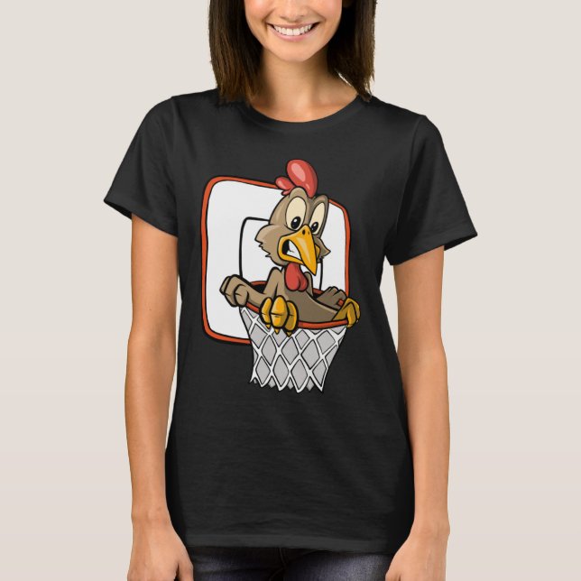 Chicken Dunking Basketball T-Shirt (Front)