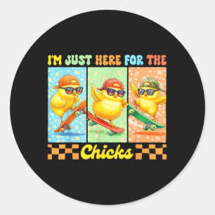 Chicken Easter Day Farm Animal Lover Here for Classic Round Sticker