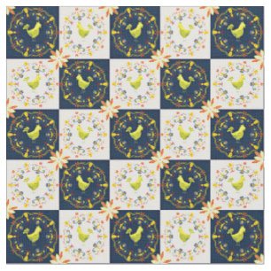 Chicken easter folk pattern fabric