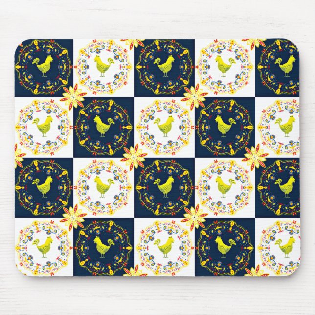 Chicken easter folk pattern mouse pad (Front)