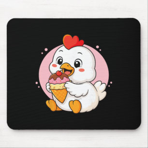 Chicken Eating Ice Cream Graphic Boys Girls Chicke Mouse Pad