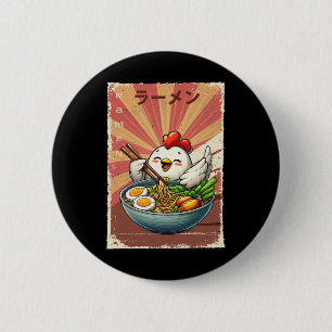 Chicken Eating Ramen Japanese Noodles Soup 6 Cm Round Badge