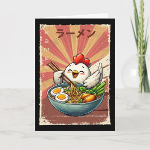 Chicken Eating Ramen Japanese Noodles Soup Card