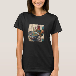 Chicken Eating Ramen Noodles, Funny Hipster Hen Ro T-Shirt