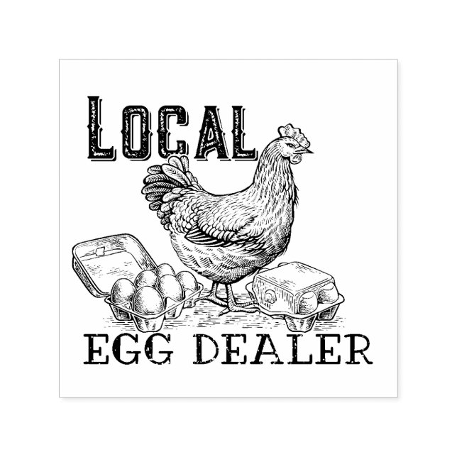 Chicken Egg Dealer Funny Rubber Stamp (Design)