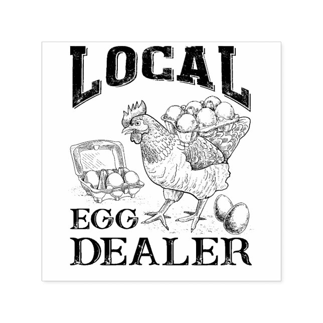 Chicken Egg Dealer Funny Rubber Stamp (Design)