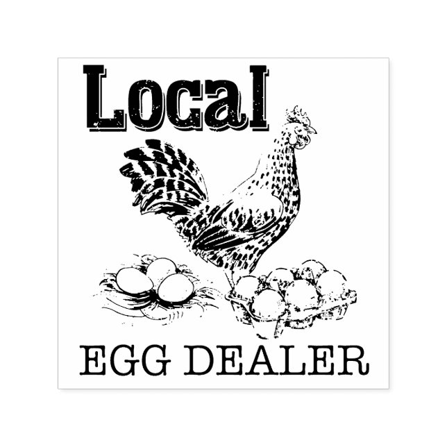 Chicken Egg Dealer Rubber Stamp (Design)