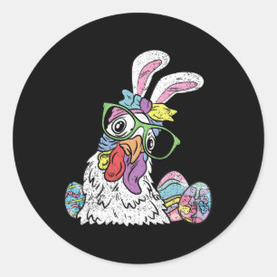 Chicken Egg Hunting Easter Bunny Ears Farm Animal Classic Round Sticker