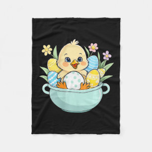 Chicken Egg Hunting Easter Bunny Ears Farm Animal Fleece Blanket