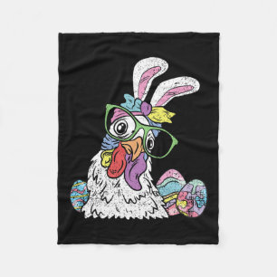 Chicken Egg Hunting Easter Bunny Ears Farm Animal Fleece Blanket