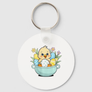 Chicken Egg Hunting Easter Bunny Ears Farm Animal Key Ring