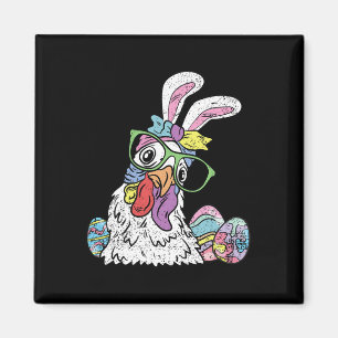 Chicken Egg Hunting Easter Bunny Ears Farm Animal Magnet