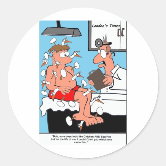 Chicken & Egg Pox Funny Gifts Tees & Collectibles Classic Round Sticker (Front)