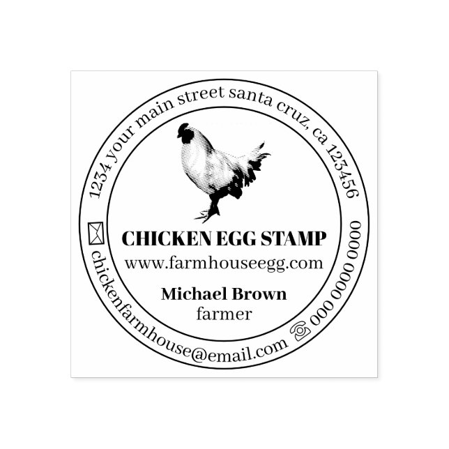 Chicken Egg Simple Farmhouse Rubber Stamp (Imprint)