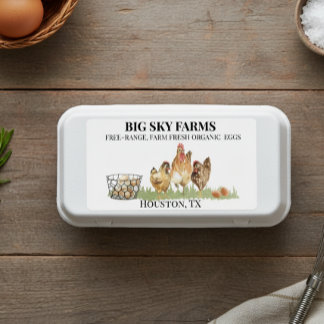 Chicken Eggs Farm Watercolor Fresh Carton
