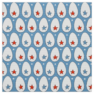 Chicken Eggs Red White Blue Stars Farm Pattern Fabric