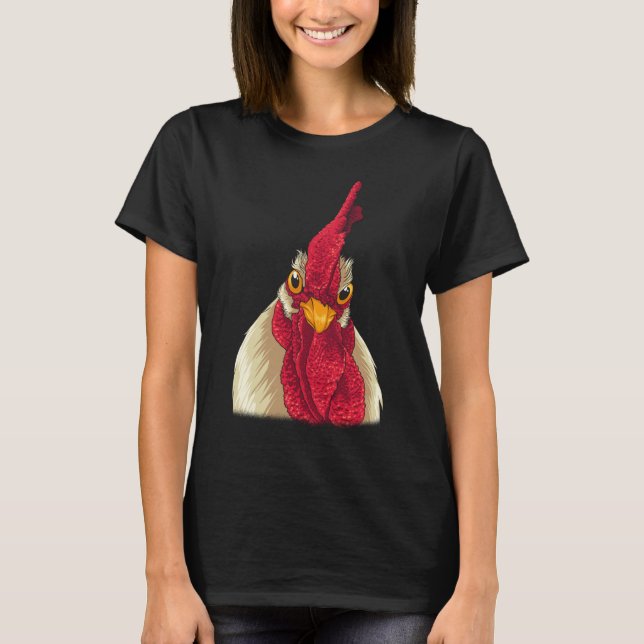 Chicken Face Staring Funny Drawing Graphic T-Shirt (Front)