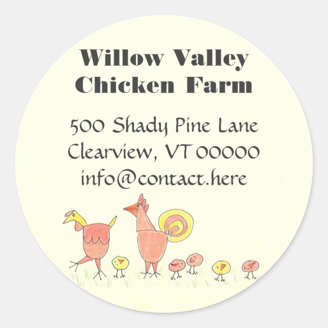 Chicken Family Farming Artwork Design Classic Round Sticker (Front)
