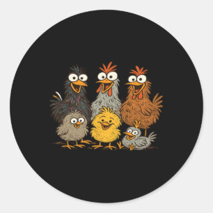 Chicken Family Hen Rooster Chicks Farm Classic Round Sticker