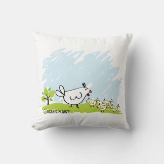 Chicken Family Organic Planet Throw Pillows
