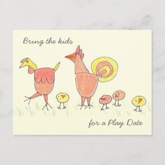 Chicken Family Play Date Invitation