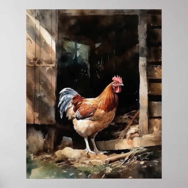 Chicken Farm Animal Art Print Poster (Front)
