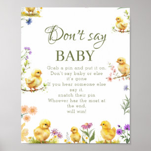 Chicken  farm Don't Say Baby Baby Shower Game sign
