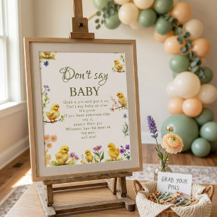 Chicken  farm Don't Say Baby Baby Shower Game sign