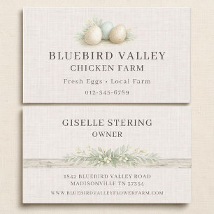 Chicken Farm Eggs Shabby Chic Linen Business Card