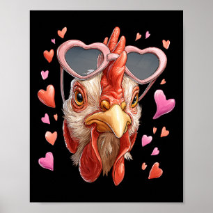 Chicken Farm Farmer Valentine's Day Heart Sungles Poster