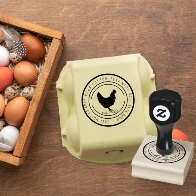 Chicken farm fresh eggs carton farmers market rubber stamp (Creator Uploaded)