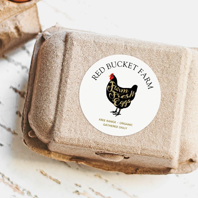 Chicken Farm Fresh Eggs Retro Classic Round Sticker (Creator Uploaded)