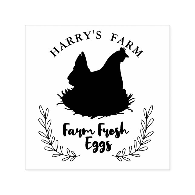 Chicken Farm Fresh Eggs Theme Self-inking Stamp (Design)