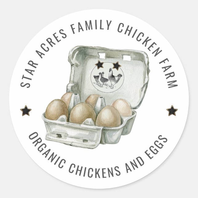 Chicken Farm Fresh Organic Eggs Classic Round Sticker (Front)