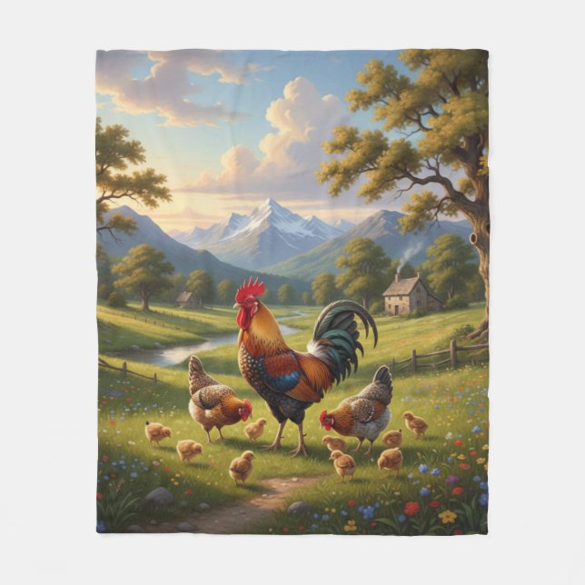 Chicken Farm House  Fleece Blanket (Front)