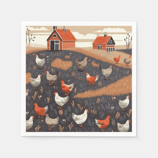 Chicken Farm Paper Napkin (Front)