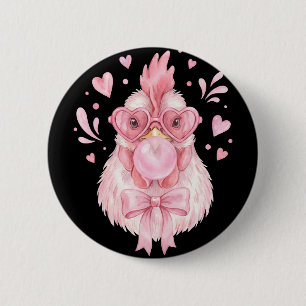 Chicken Farm Valentine Cupid Coquette Bow Blowing  6 Cm Round Badge