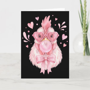 Chicken Farm Valentine Cupid Coquette Bow Blowing  Card