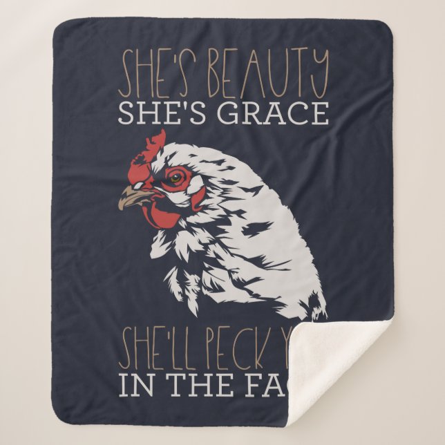Chicken Farmer She's Grace Beauty Sherpa Blanket (Front)