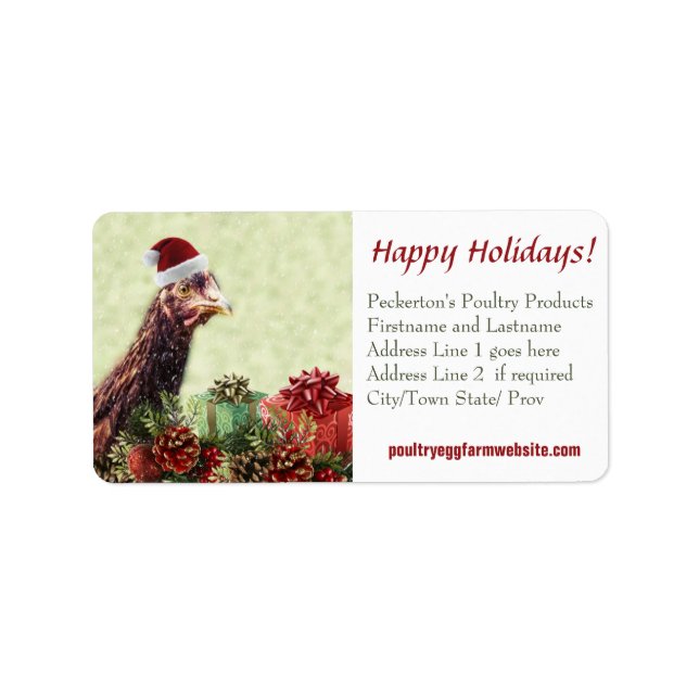 Chicken Farmer Xmas Hen Customised Business Label (Front)