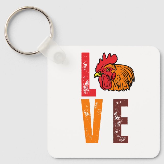 Chicken Farming - Hen Rooster Lover Chicken Farmer Key Ring (Front)
