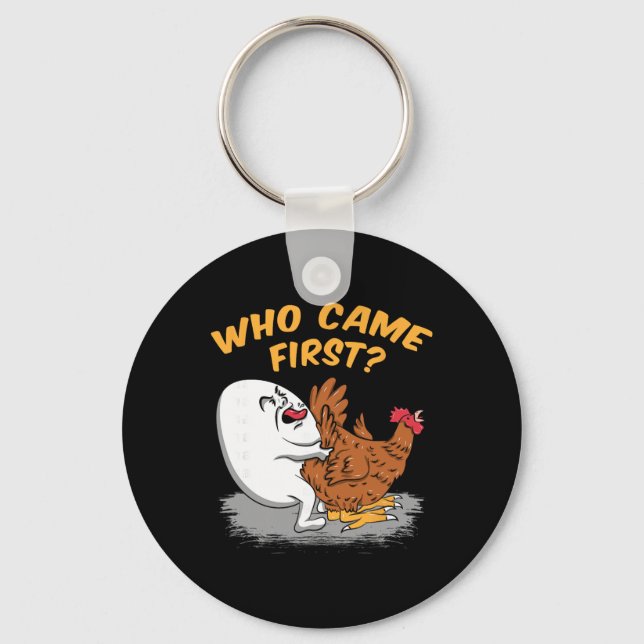 Chicken Farming - Who Came First Poultry Farmer Gi Key Ring (Front)